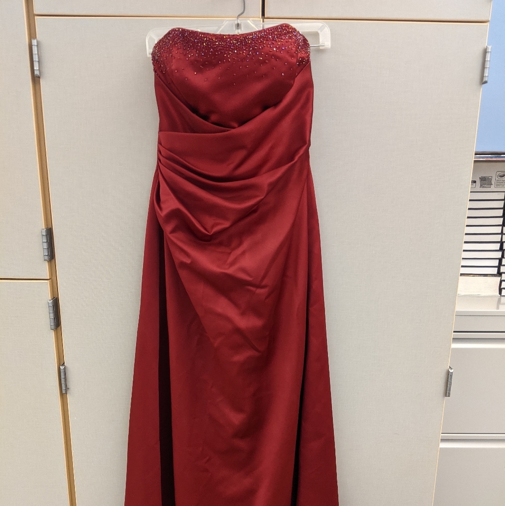 Red lace-up formal dress, size 10